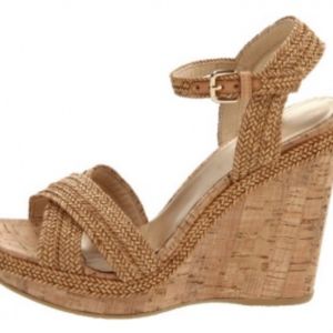 Stuart Weitzman Minx Woven Cork Wedge Sandal
